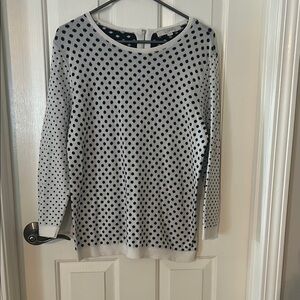 LOFT Gray and Black Polka Dot Sweater